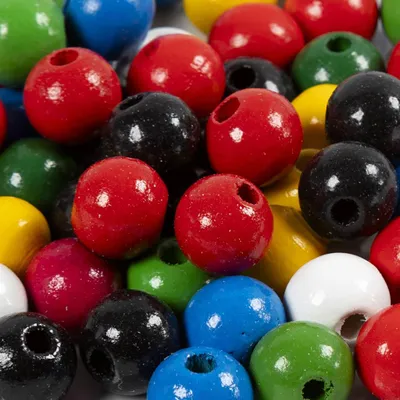 Produktbild von Holzperlen-Mix, D 10 mm, Lochgröße 3 mm, ca. 70 sort., Sortierte Farben, 20 g/ 1 Pck [HOB-570599]