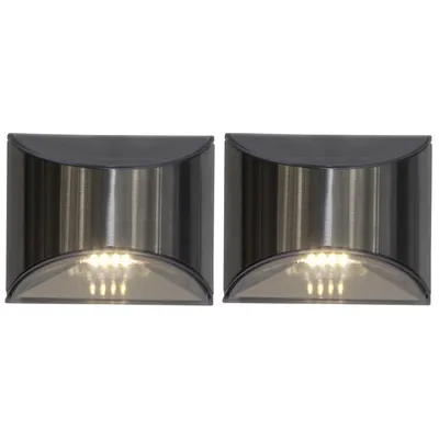 Produktbild von LED-Solar-Wandleuchte Wally 2 Stück Edelstahl warmweis LED Solarpanel
