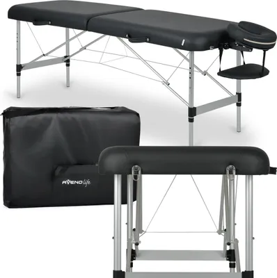 Obrázek produktu pro HABYS Estetic Dark 2-zónový hliníkový kosmetický stůl, skládací | masážní stůl, masážní lavice | 185 x 65 x 80 cm, nosnost až 250 kg | černá
