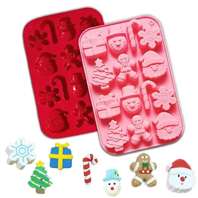 Silikon-Weihnachtsformen, 14 Motive, wiederverwendbar, DIY-Backen