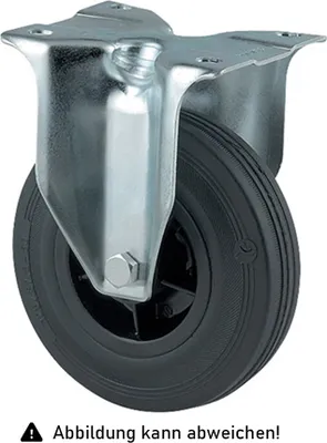 Produktbild von Rollcart Vollgummi-Bockrolle Ø80x30mm in schwarz 50kg Tragkraft mit Kunststoff-Felge