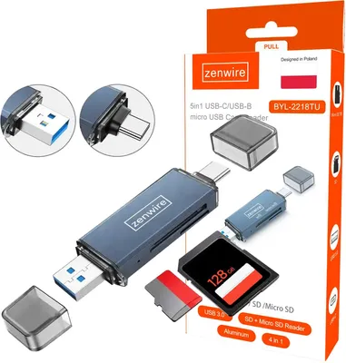 Image de Lecteur de carte mémoire SD - Adaptateur USB 3.0 USB-C - 4 en 1 - SD + MICRO SD TF 5 Gb/s jusqu'à 2 To
