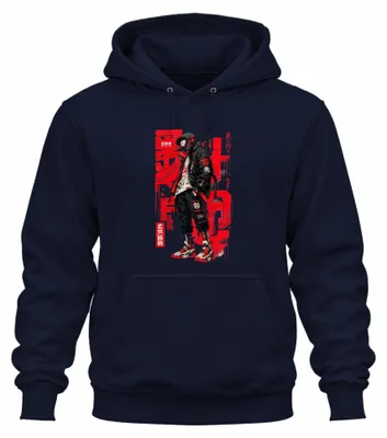 Obrázok produktu pre Techwear, anime, ninja, japonský štýl, streetwear, cyberpunk, Y2K, mikina s kapucňou, tmavomodrá, veľkosť M