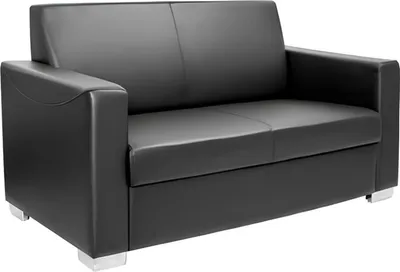 Produktbild von Schwarzes Leder Sofa Zweisitzer Couch Lounge 2-Sitzer Moderner Club 2-er