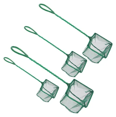 Image de 4 filets de pêche pour eau douce, petits filets de pêche, accessoires pour aquarium