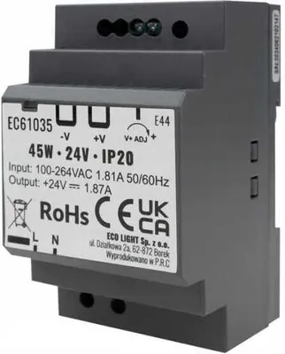 Image de Bloc d'alimentation pour rail DIN 45 W 24 V IP20 Eco Light EC61035
