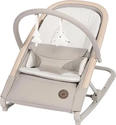 A baby bouncer seat with a toy attached.