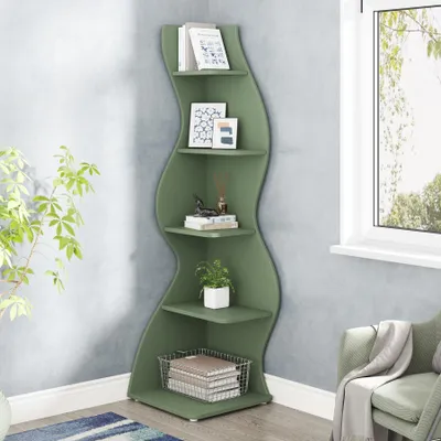 Produktbild von Tribesigns rohový regál, 178 cm, úložný regál, polica na knihy, stojan na rastliny, 5 úrovní, pre domácnosť, kanceláriu, obývaciu izbu, spálňu, balkón, svetlozelený