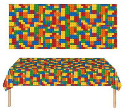 Obrázok produktu pre Obrus, stavebné kocky, dizajn, 137 x 274 cm, plast, viacfarebný