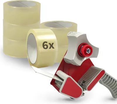 Produktbild von selmundo 6555, Packband Handabroller + 6 Rollen Packband transparent