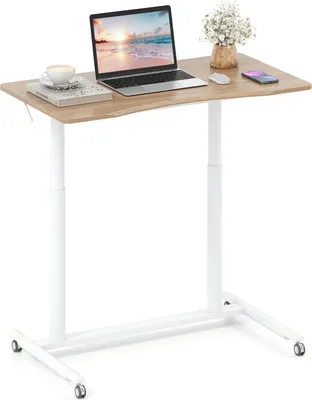 Image de Bureau assis-debout réglable, en forme de C, 70-106 cm, mobile