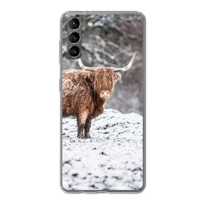 Produktbild von MuchoWow® Handyhülle Schutzhülle Hülle für Samsung Galaxy S21 Plus Schottischer Highlander - Baum - Schnee Silikon Softcase Handy Hülle - Handy-Tasche