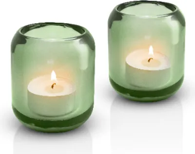 Obrázek produktu pro Eva Solo Skleněný svícen na svíčku Acorn Set of 2, větrné světlo, svícen na čajovou svíčku, sklo, borovice, 8 cm, 571378