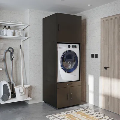 Immagine prodotto di Armadio da appoggio per lavatrice Roomart, larghezza 67 cm, nero-rovere