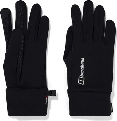 Schwarze Interact Polartec-Fleece-Handschuhe von Berghaus; ideal für kalte Wetterbedingungen.