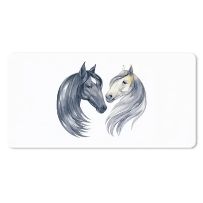 Produktbild von MuchoWow® Mauspad Mousepad Pferde - Aquarell - Kariert - Mädchen - Kinder - Mädchen 60x30 cm - Mousepads - Maus Mat - Pad - Mausunterlage - Nachhaltig