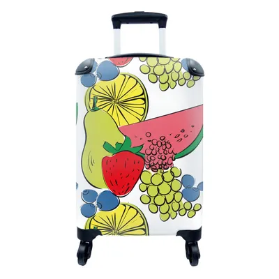 Produktbild von MuchoWow® Koffer Handgepäck Trolley Rollkoffer Kleine Reisekoffer mit 4 Rollen - Obst - Cartoon - Muster - Cabin Size < 55x40x23 cm & 55x40x20 cm - Fotokoffer - Kabinenkoffer - Boardgepäck - Reise-Box - Reisekoffer - Reisegepäck - Koffer mit Bild - Trolley für Kinder