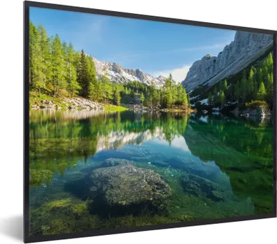 Produktbild von MuchoWow® Gerahmtes Poster Wasser - Berge - Felsen 40x30 cm - Poster mit Schwarzem Bilderrahmen Wandposter Rahmen Foto Bilder - Kunstposter - Wanddekorationen