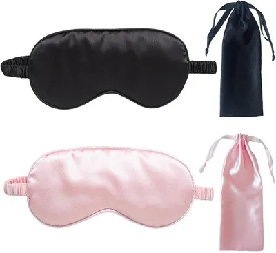 Imagen del producto de Mascarilla para dormir ultra suave, negra y rosa, de material elástico