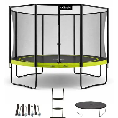 Image de KANGUI Trampoline de jardin rond 430 cm + filet + échelle + bâche + kit ancrage | PUNCHI Vert 430
