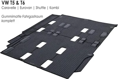 Produktbild von Gumová rohož Vhodná pre VW T5 / T6 Caravelle Shuttle Eurovan kombi (priestor pre cestujúcich, kompletná)