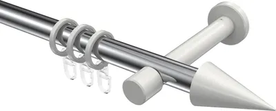 Produktbild von Interdeco Gardinenstange / Vorhangstange Chrom / Weiß, Typ Prestige Savio (Kegel), 20 mm Ø 1-läufig, 140 cm