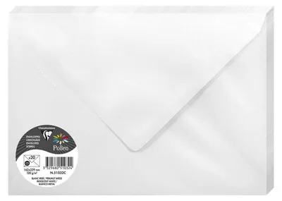 Produktbild von Pollen by Clairefontaine Briefumschlag C5 perlmutt weiß 120 g/qm 20 Briefumschläge