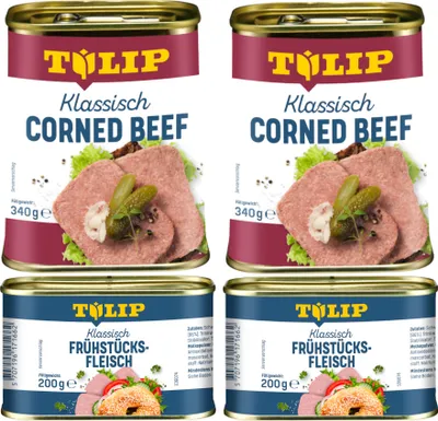 Produktbild von TULIP Bundle Frühstücksfleisch 2x 200g Schwein 2x 340g Corned Beef Delikatesse