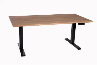 Obrázok produktu pre Kancelársky stôl výškovo nastaviteľný čierny stôl z masívneho bukového dreva 160x80cm