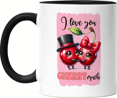 Produktbild von I Love You Cherry Much Lustige Tasse Schwarz Geschenk für Kirschen Liebhaber Valentinstag
