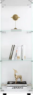Image de Vitrine - Vitrine sur pied - Hauteur 125 cm - 1 porte, 3 étagères - Cadre en plastique - Blanc