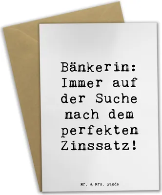 Produktbild von Mr. & Mrs. Panda Grußkarte Spruch Bänkerin Zinssatz - Weiß - Geschenk, Beruf, Berufsleben, Berufsprodukte, Beileidskarte, Finanzexpertin, einladungskarten, Finanzmärkte