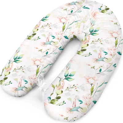 Produktbild von Amilian Stillkissen mit Füllung für Baby Schwangerschaftskissen zum Schlafen Baumwolle inkl. Bezug Größe 170cm Pregnancy Pillow; Kolibri Salbei