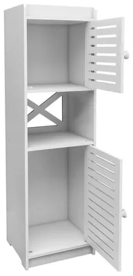 Immagine prodotto di Mobiletto bagno a colonna, contenitore con ripiani regolabili, ante, scaffali, salvaspazio, bianco