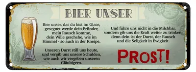 Produktbild von Blechschild Spruch 27x10cm Bier Unser Prost Schild