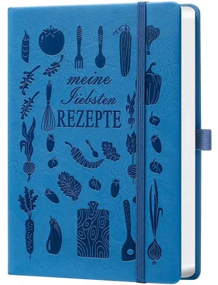 Produktbild von Rezeptbuch A5 Hellblau zum Selberschreiben 21 x 14.5 cm Kunstleder 128 Seiten