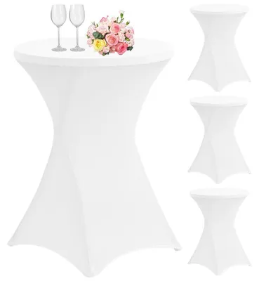 Immagine prodotto di Set di 4 tovagliette elastiche in Spandex per tavoli da bistrot, diametro 80-85 cm, colore bianco, dimensioni 80x110 cm
