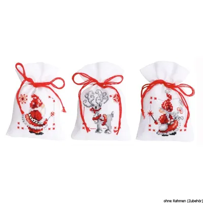 Produktbild von Vervaco Kräutertütchen "Weihnachtsgnomen", 3er Set, Zählmuster