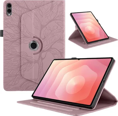 Produktbild von Für Samsung Galaxy Tab S11 Ultra 360 Grad Rotation Design Kunstleder Tasche Pink
