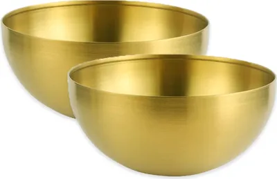 Produktbild von 2er Set 15cm Salatschüssel Sets Schüssel Edelstahl Gold Salat Bowl Snackschüssel