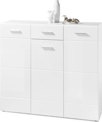 Produktbild von Schuhschrank "ORLANDO" Kommode Flurschrank weiß Hochglanz Schubkasten 135 cm