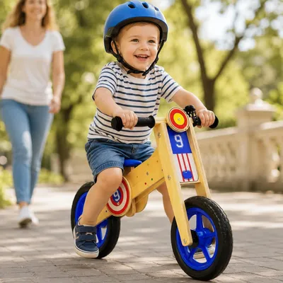 Produktbild von Kinder Laufrad |12 Zoll aus Holz, leicht & verstellbar| komfortabel für Kinder 2–5 Jahre| ideal fürs Gleichgewichtstraining| rutschfeste Griffe