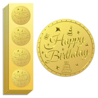 Goldene Happy-Birthday-Siegel-Sticker, 100 Stück, 5 cm