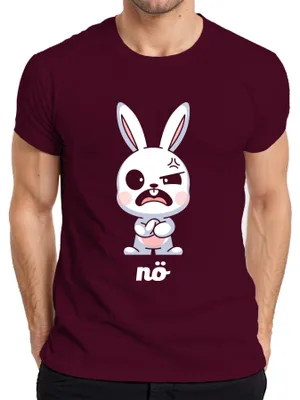 Produktbild von nö Hase süß böses Häschen niedliches Cartoon Geschenk Ostern Herren T-Shirt, Burgundy, L
