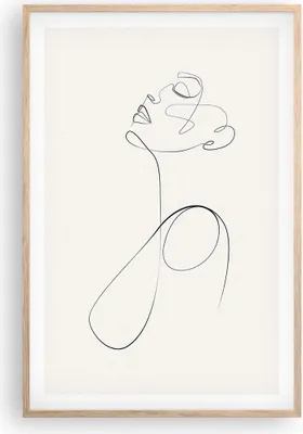 Produktbild von Gerahmtes Poster - Rahmen in heller Eiche - Linie Linie Frau - 61x91,5 cm - Wand Bild - Wanddeko - Wandbilder - Kunstposter - Wandposter - Bilderrahmen - Bilder - Kunstdruck - P2NPA61x91-5112