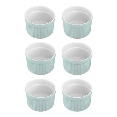 Zdjęcie produktu dla Intirilife 6-częściowy zestaw jasnoniebieskich porcelanowych foremek do sufletów o wymiarach 7,8 x 4,6 cm