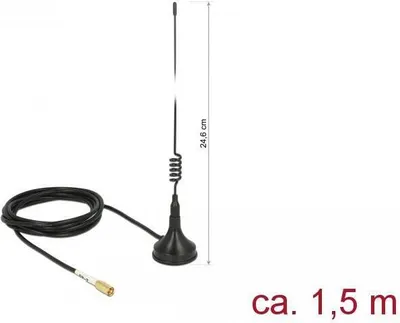 Produktbild von DeLOCK 89612, 2 dBi, 2.4 - 2.5 GHz, IEEE 802.11b, IEEE 802.11g, IEEE 802.11n, 50 Ohm, -40 - 85 °C