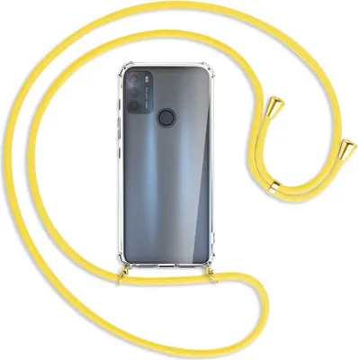 Produktbild von Handykette Backcover-Schutzhülle mit Band (Metall goldfarben) für Motorola Moto G50 (XT2137) - gelb