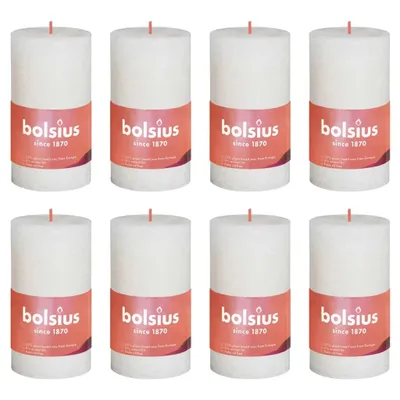 Obrázok produktu pre Bolsius Rustikálne stĺpové sviečky Shine 8 ks 100x50 mm Pearl White