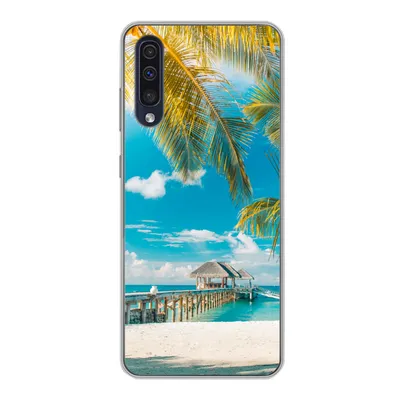 Produktbild von MuchoWow® Handyhülle Schutzhülle Hülle für Samsung Galaxy A30s Tropisch - Strand - Palme Silikon Softcase Handy Hülle - Karteninhaber